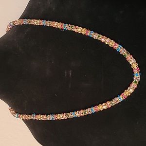 BETSEY JOHNSON Funfetti Collection Rainbow Crystal Magnetic Closure Necklace.